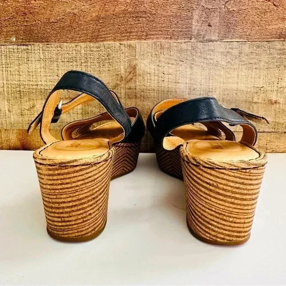 Born Strap Leather Wedged Sandals